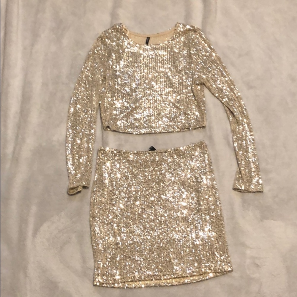 Sequin 2 piece Skirt set